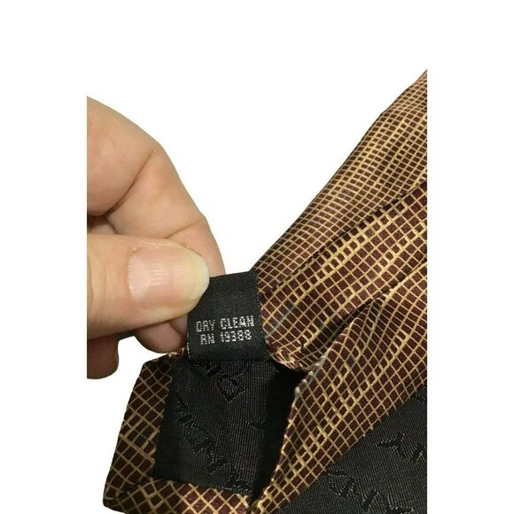 5/$10 DKNY 100% Silk Checked Tie 58in Brown Tan - Picture 5 of 5